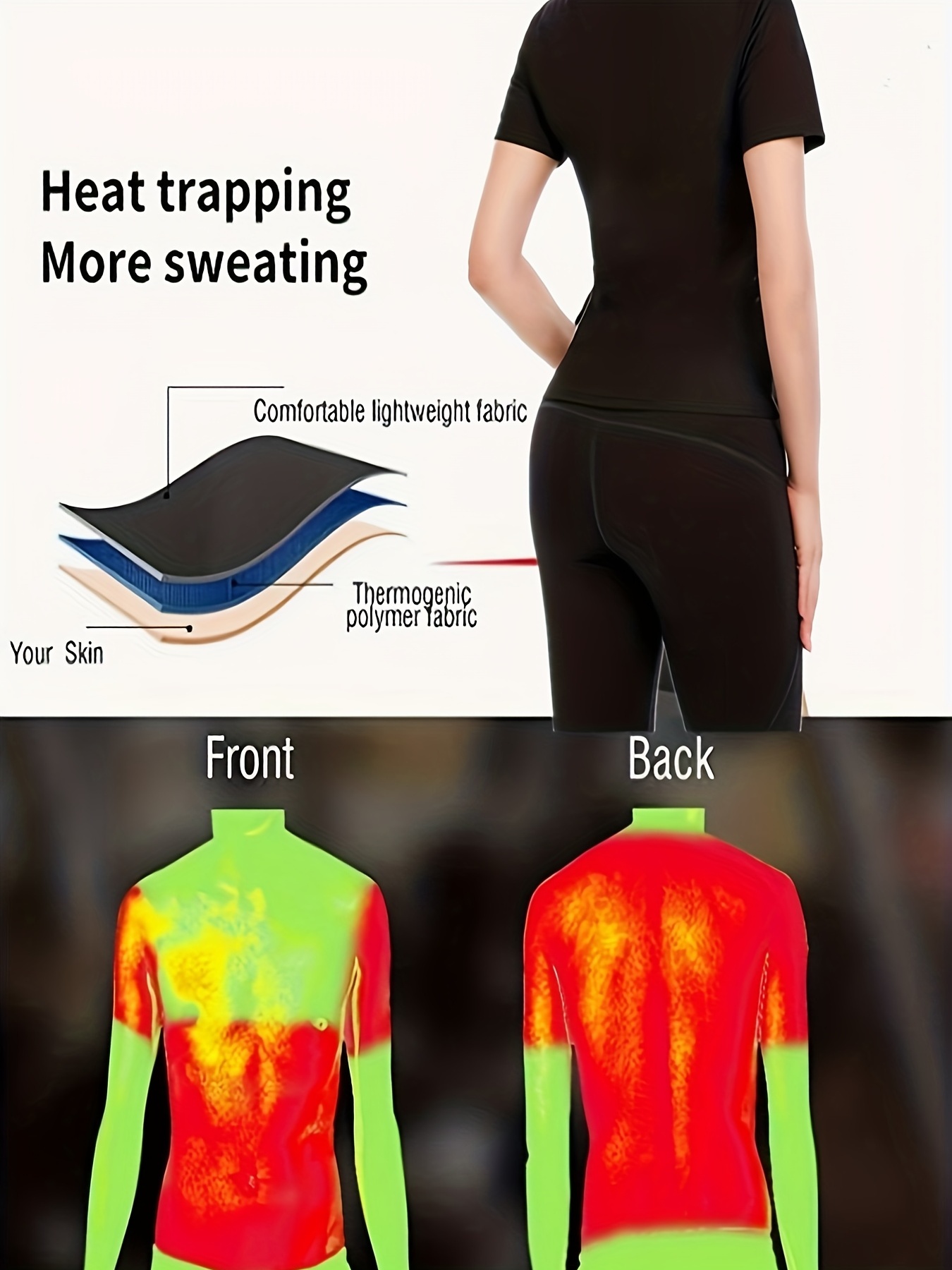 Women Sweat Suit Body Shaper Slimming Shirt Loss Weight Polymer