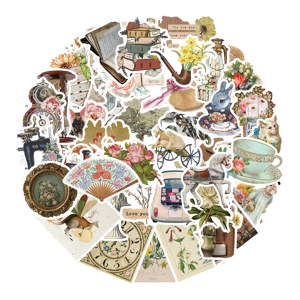 50 Pcs Vintage Stickers, Aesthetic Stickers For Water Bottle