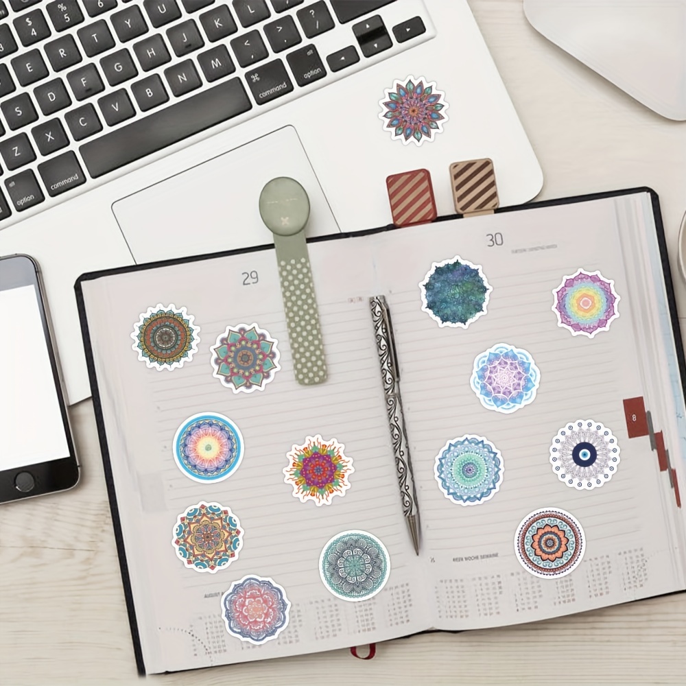  Yoga Stickers  50 Pcs Vinyl Waterproof Yoga Chakra Stickers  for Laptop, Water Bottles, Phone, Skateboard, Book - Spiriitual Stickers,  Mandala Yoga Stickers and Decals Gifts for Adults, Teens, Kids : Electronics