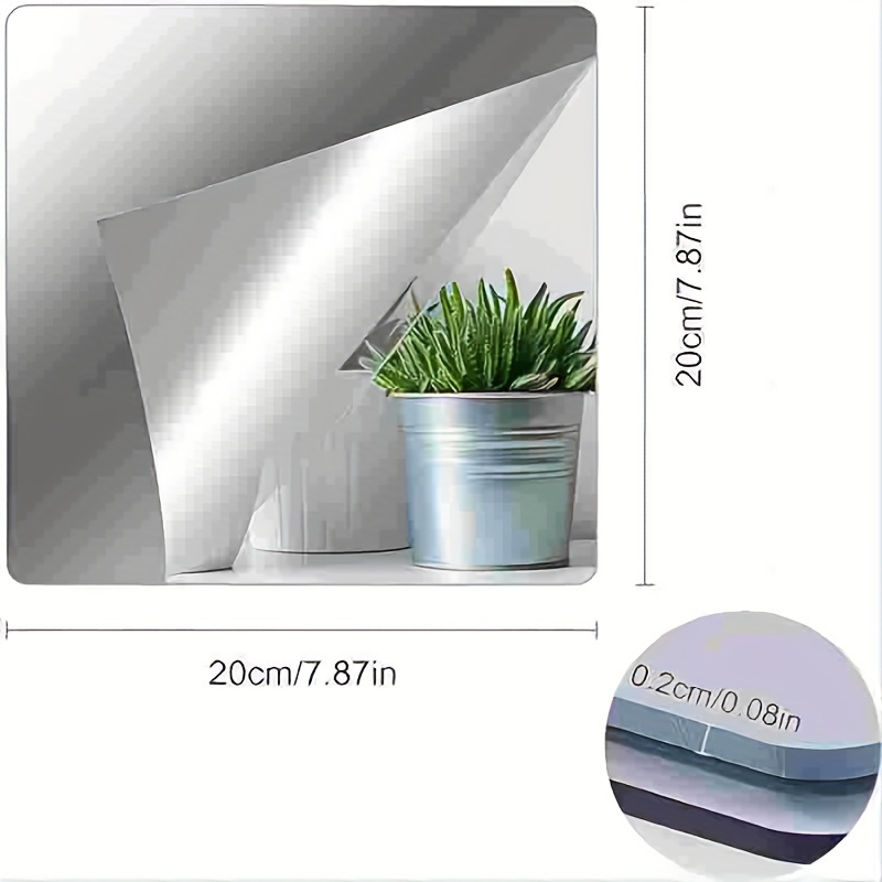 4pcs Acrylic Mirror Sheets Flexible Non Glass Mirror Tiles with