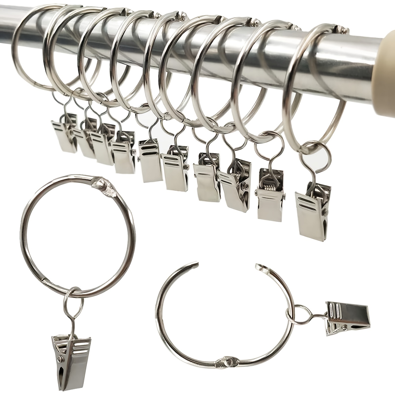 Curtain Rings With Clips Hanging Clamp Ring Drapery - Temu