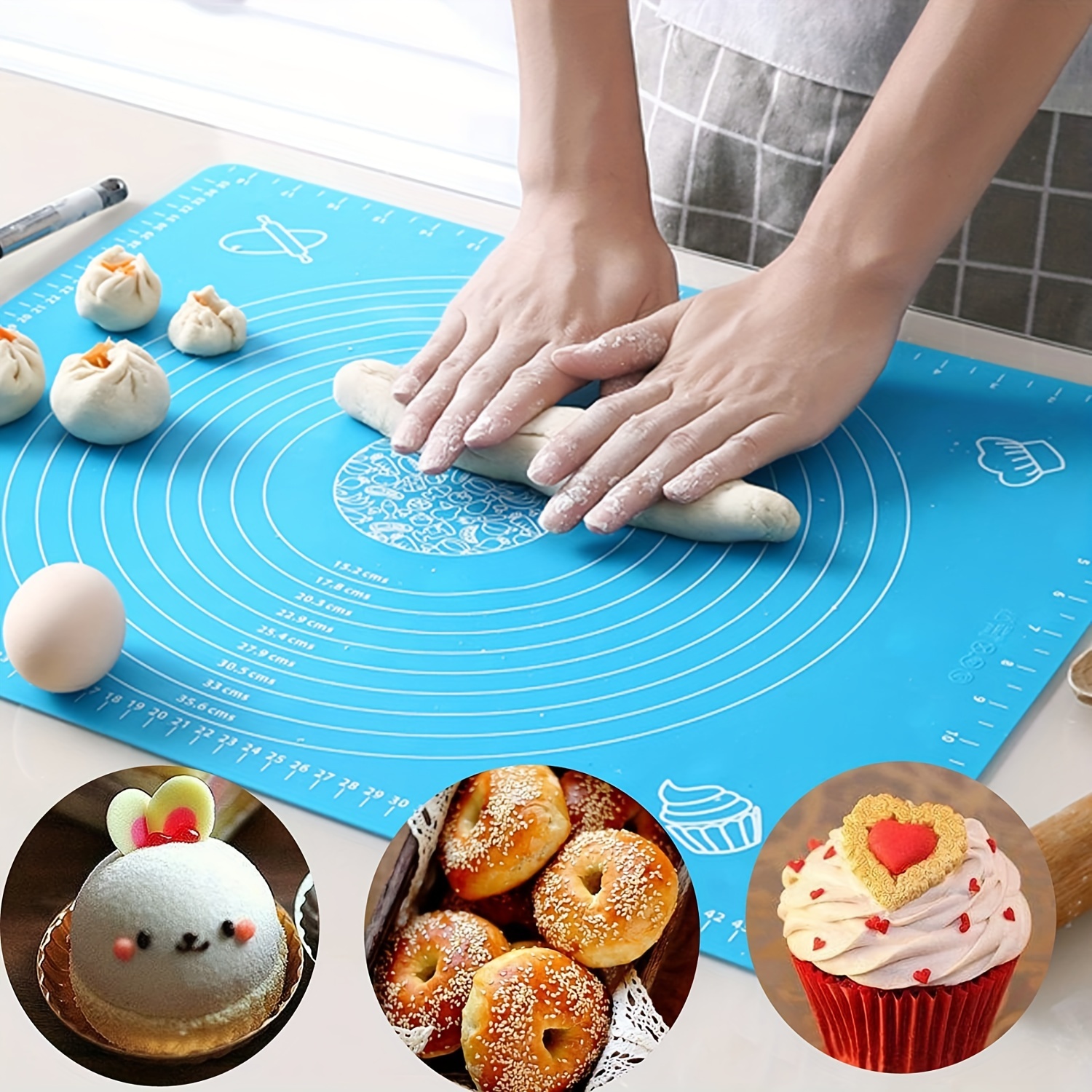 Extra Large Kitchen Silicone Pad - 2023 New Non Slip Non Stick Silicone  Pastry Mats for Rolling Out Dough (Green)