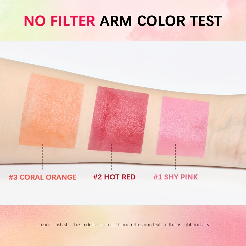 Smooth Blush Cream Stick 3 Matte Contouring Rouge for Nude Makeup