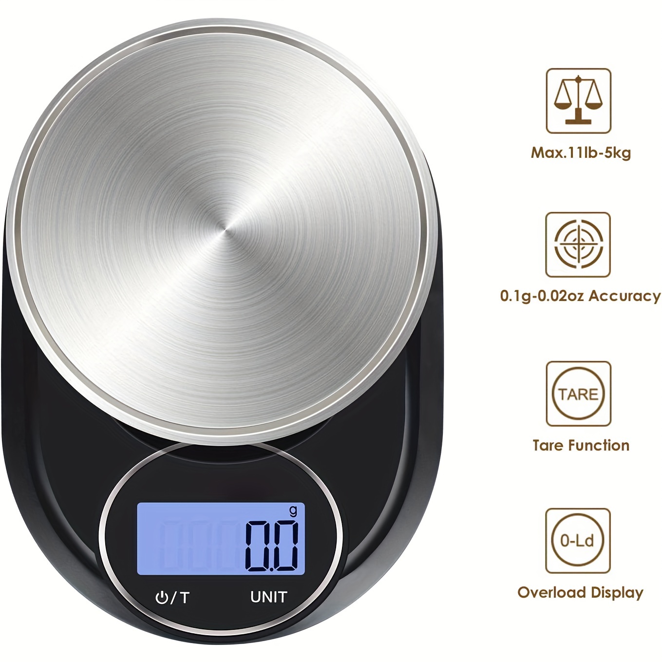 Mik-Nana Food Kitchen Scale, 5000g x 0.1g Digital Scale Grams and oz for  Cooking Baking Weight Loss, Keto, 0.1g/0.004oz Precise Graduation