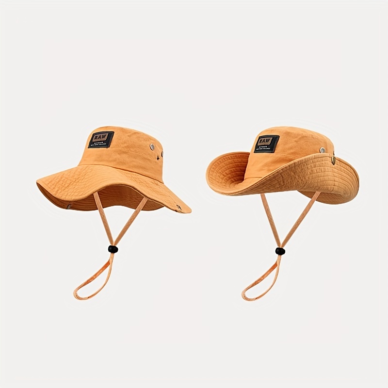 Wide Brim Sun Hat Unisex Orange Fishing Hat For Hiking 