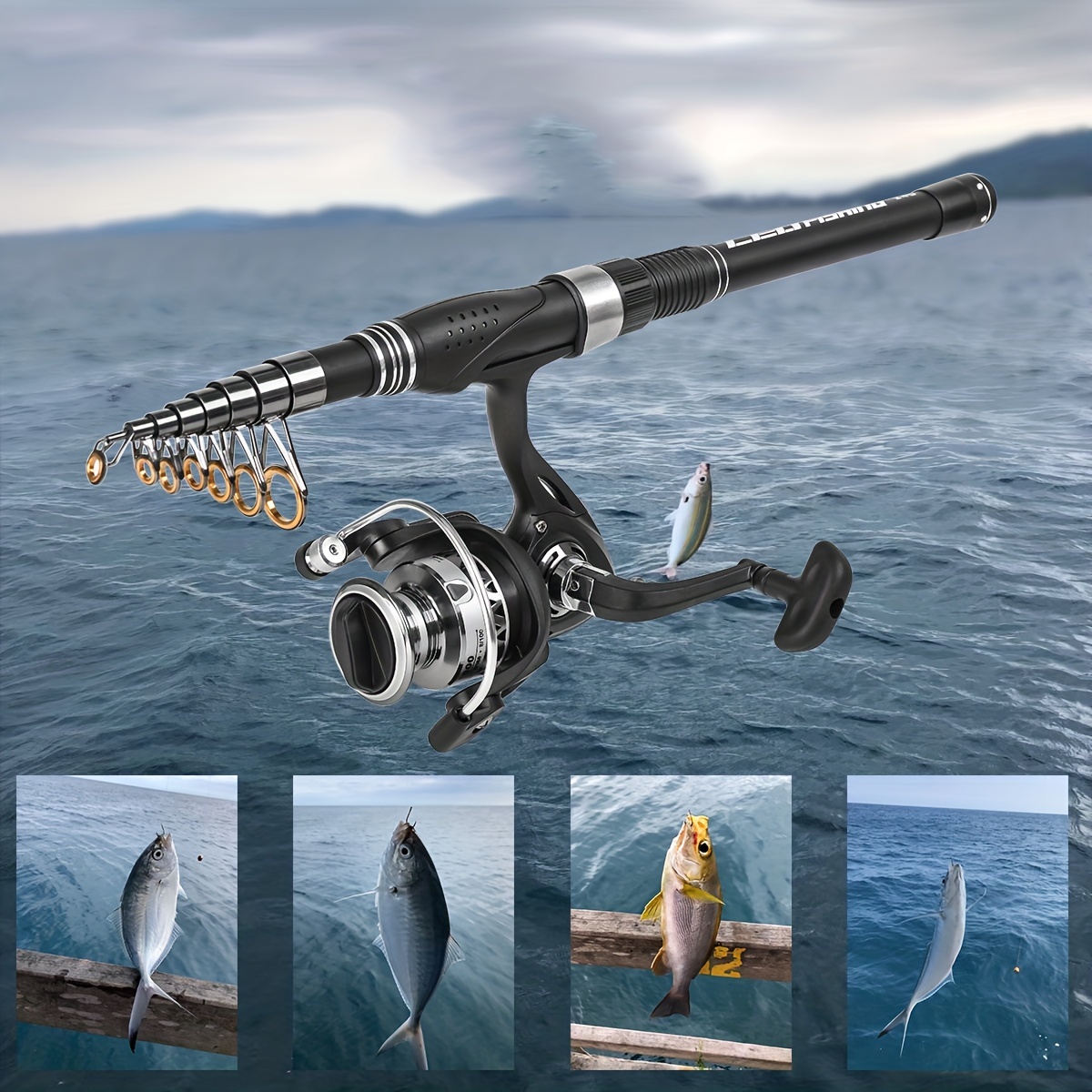 8ft Telescopic Travel Fishing Rod & Reel Combo Spinning Freshwater