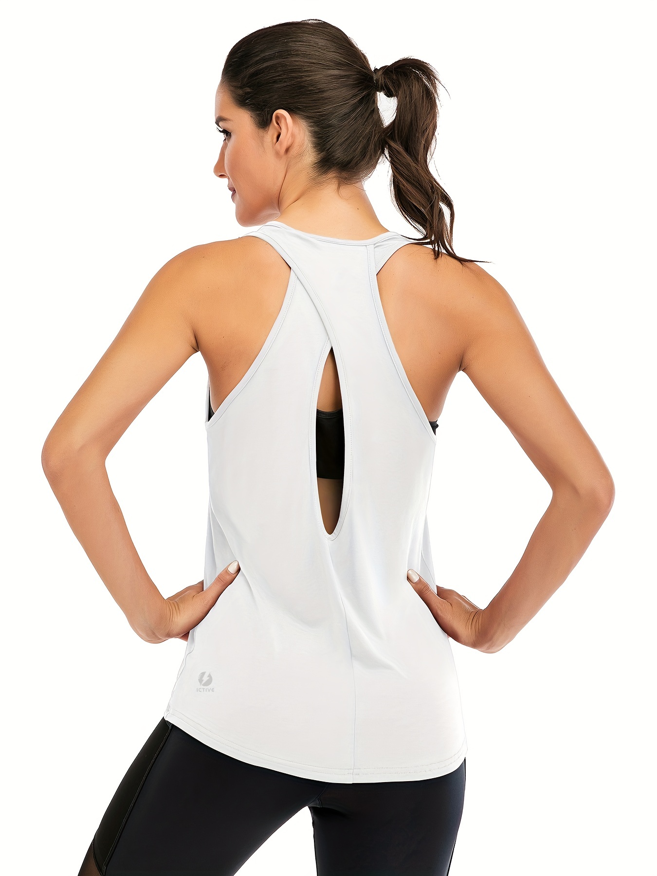 Solid Color Cross Back Hollow Sport Top Sleeveless - Temu