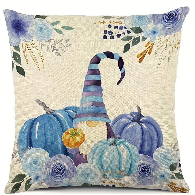 Blue Fall Pillow Covers Hello Pumpkin Truck Leaves Outdoor - Temu