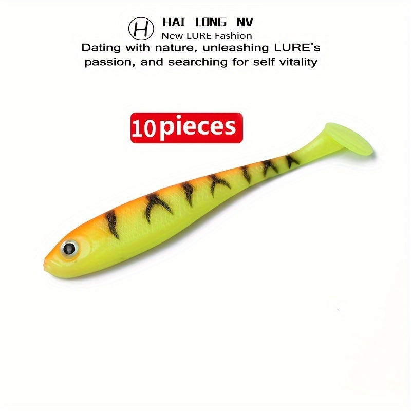 10Pieces Fishing Lure T-Tail Soft Baits Fishing Lures Swimbaits