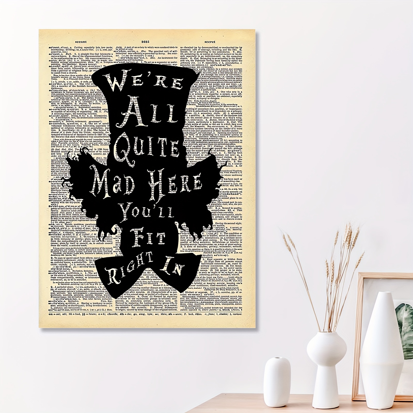 Alice in Wonderland Quote,Cheshire Cat,Vintage Dictionary Art Tote Bag