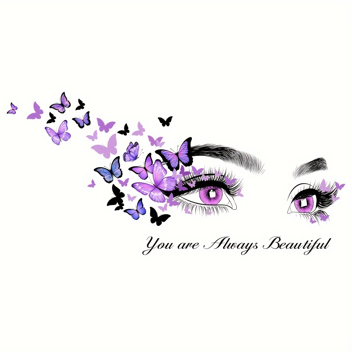 Image of 1set English Slogan Eye Stickers, Warm Living Room Decoration Wall Stickers, Sofa Tv Background Wall Stickers, Self-adhesive Stickers That And