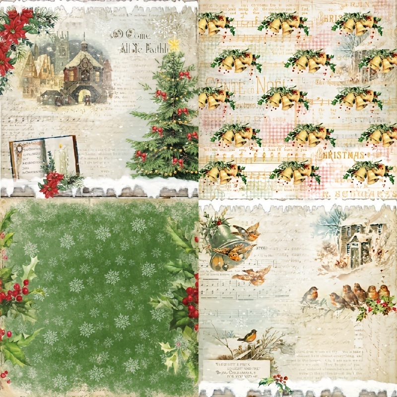 Christmas Paper, Printable Scrapbooking Paper, 12x12 Inch, Background,  Journal Pages, Ephemera, DIY Craft, Scrapbook Album, Greeting Cards 