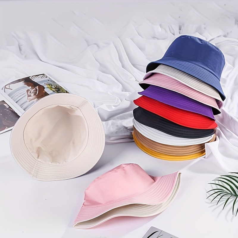 Double sided Wear Solid Sunscreen Bucket Hat Short Brim - Temu