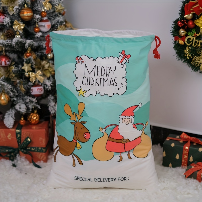 Christmas Red Velvet Santa Claus Bags With Drawstring Cord - Temu