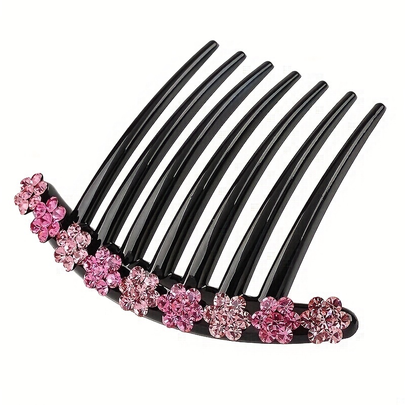 Vintage Rhinestone Flower Hair Comb Pin