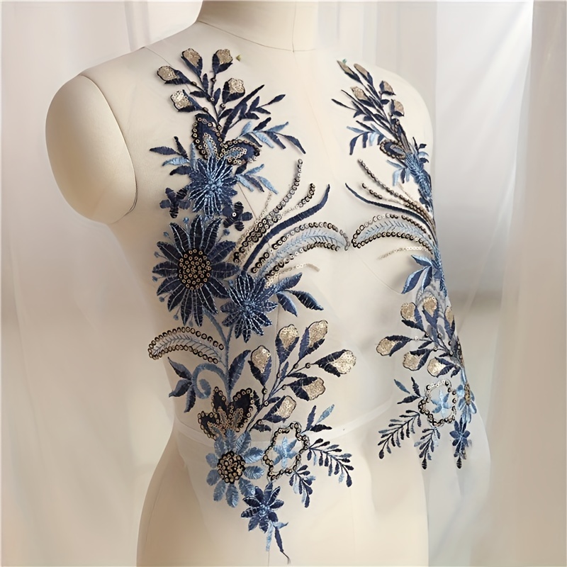 Embroidery Floral Mesh Lace Fabric DIY Costume Clothes Wedding