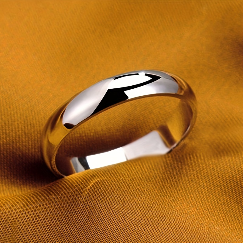 

1pc Men's Silver Round Stainless Steel Ring Wedding Bands Lover's Faux Jewelry Gift For Couple