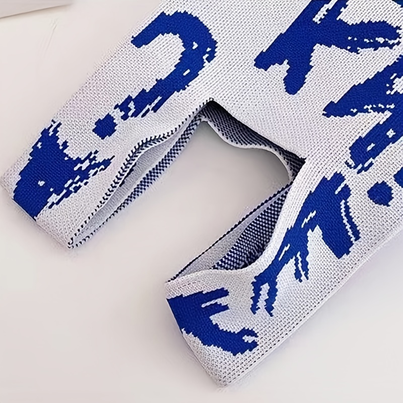 Letter Pattern Knit Handbag Stylish Shoulder Bag