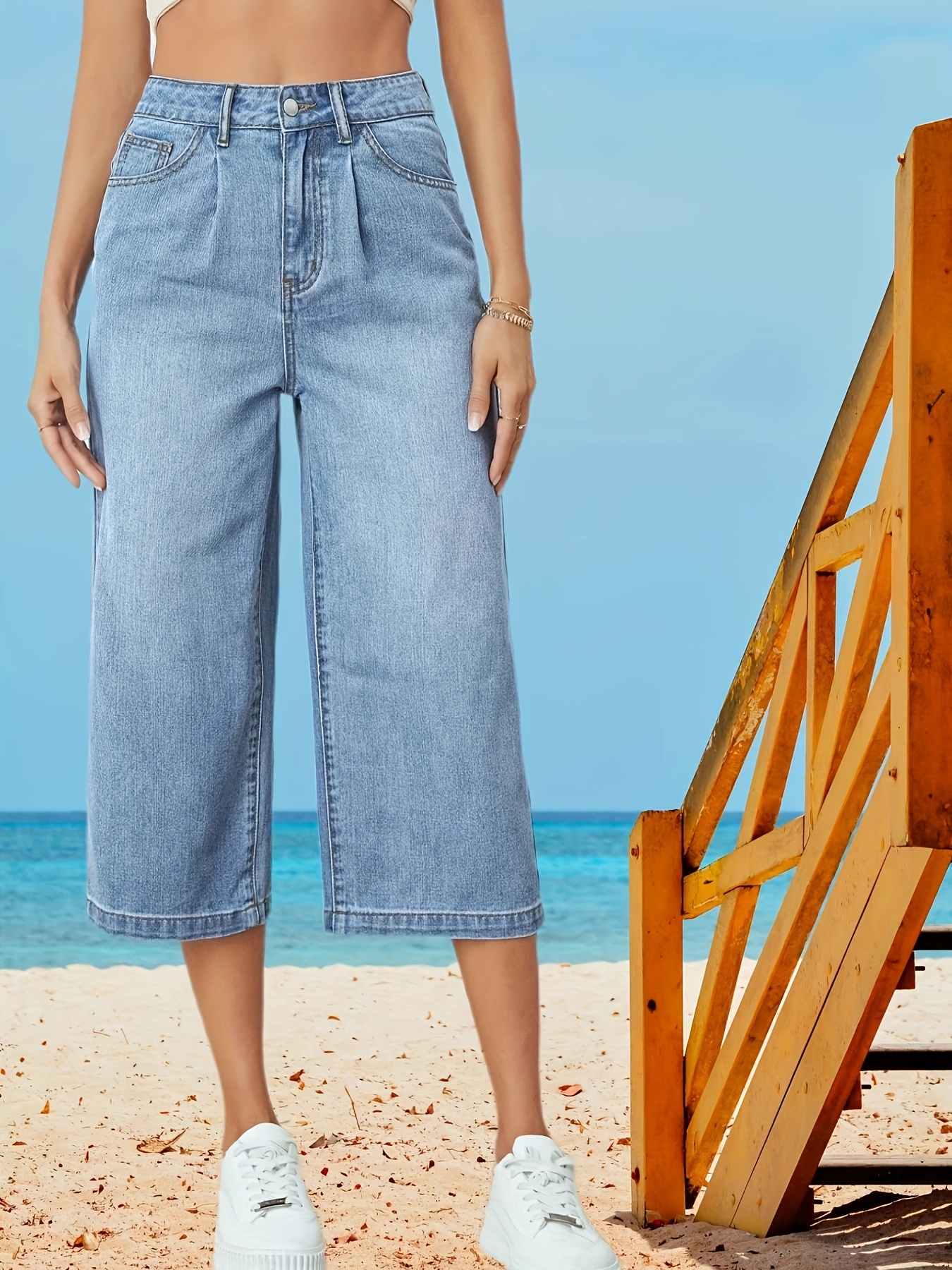 Wide leg denim clearance culottes