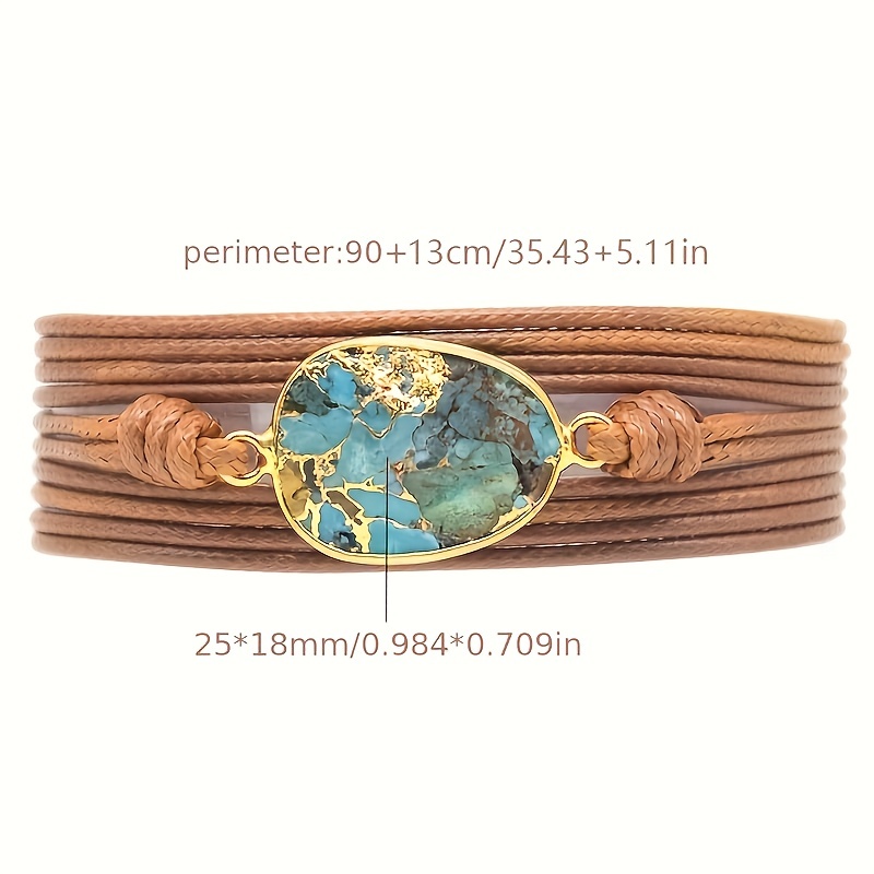 Bohemian Boho Tassel Multilayer Bracelet Hand Jewelry Handmade Turquoise  Stone With Tree Of Life Pendant Gifts For Women