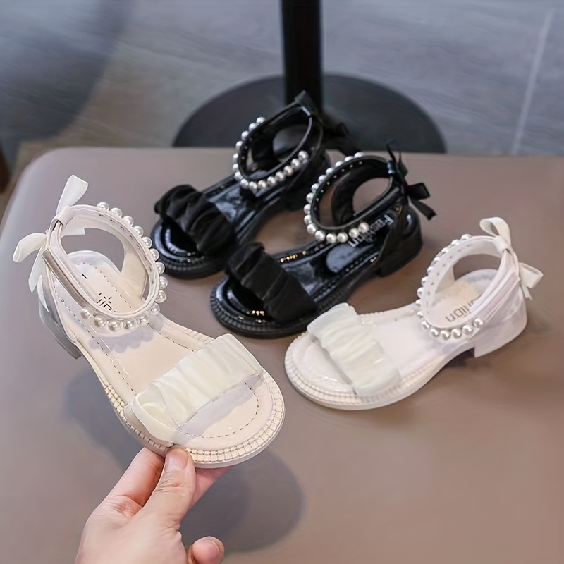 Girls Ankle-Strap Hook and Loop Sandals, Wear-resistant Non-Slip Comfy Beach Shoes, Princess Shoes, Summer,Temu