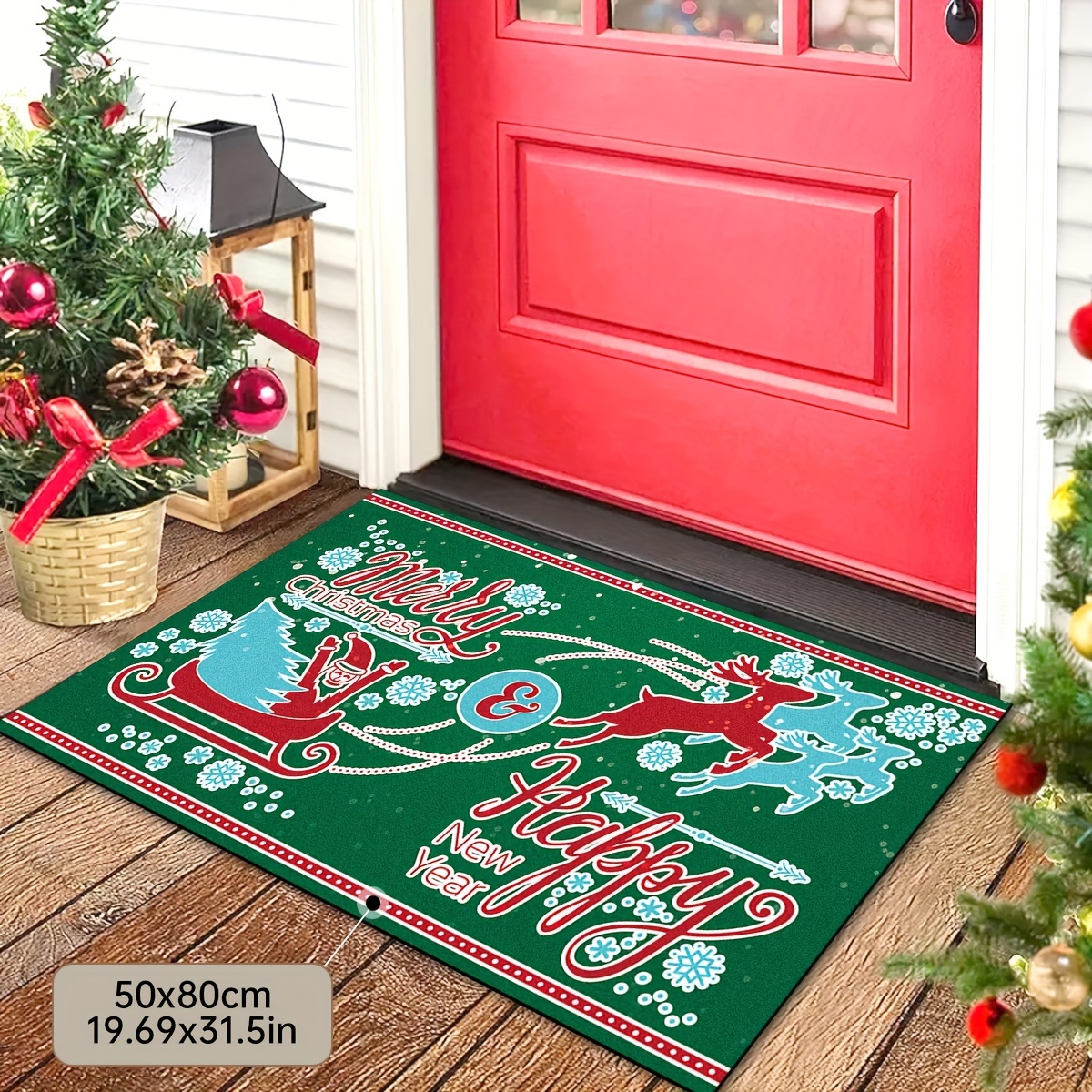 Cute Christmas Door Mat, Crystal Velvet Rug, Per Flat, Cartoon