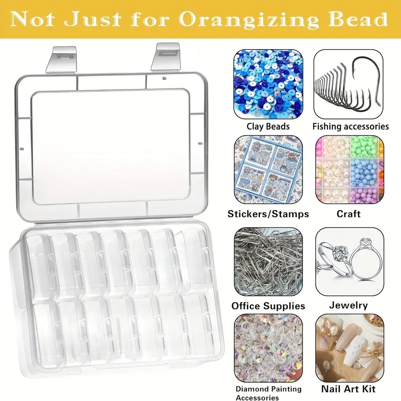15/ 7 Girds Small Storage Box Plastic Mini Clear Beads - Temu