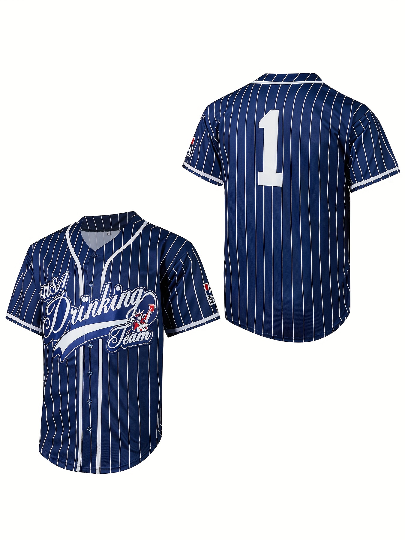 USA Drinking Team (White Pinstripe) Baseball Jersey