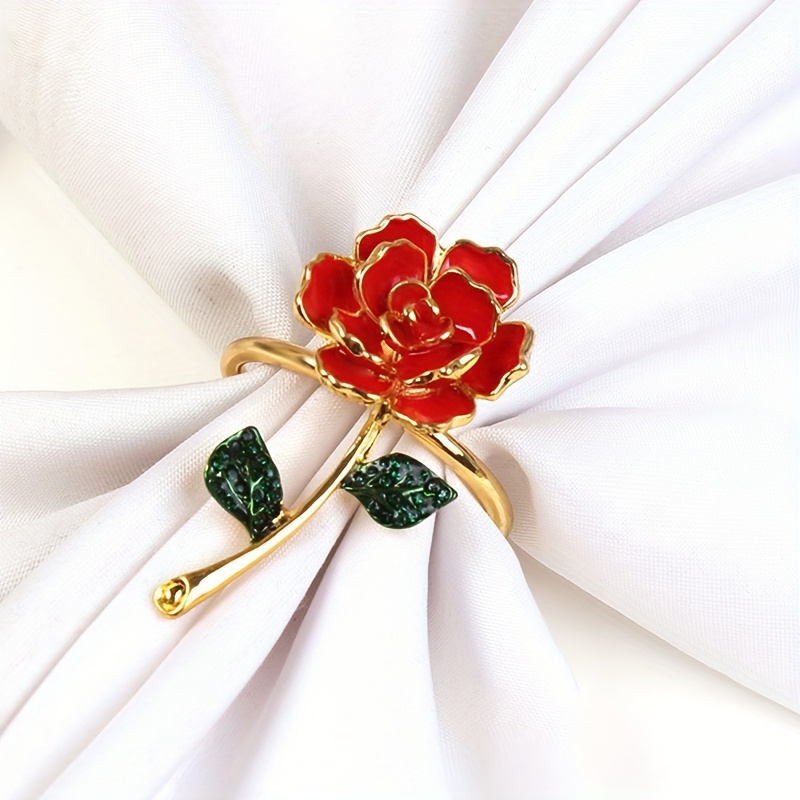 Red rose clearance napkin rings