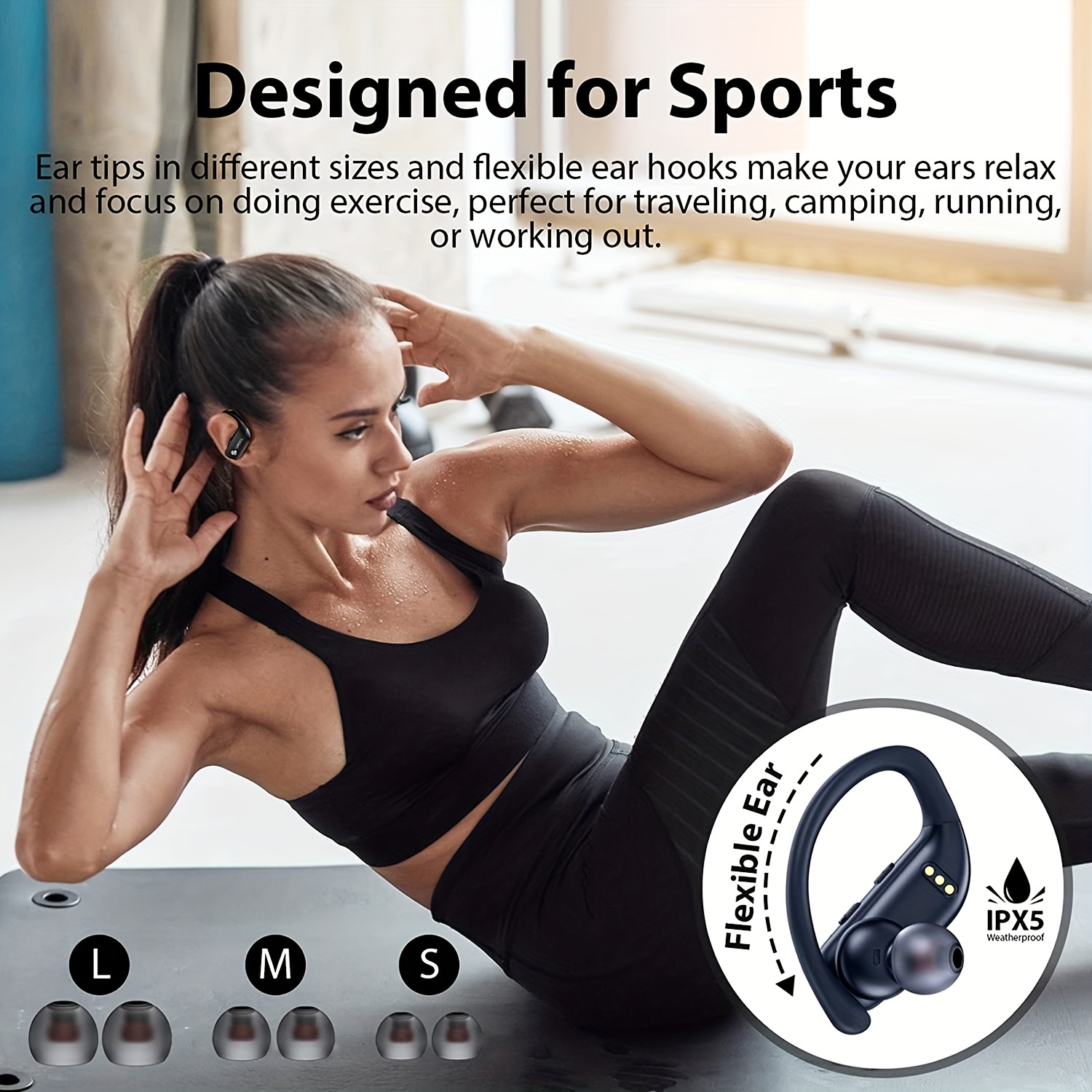 Auriculares inalámbricos occiam Bluetooth 48H Play Back Auriculares in Ear  Impermeable con Micrófono Pantalla LED para Deportes Correr Entrenamiento