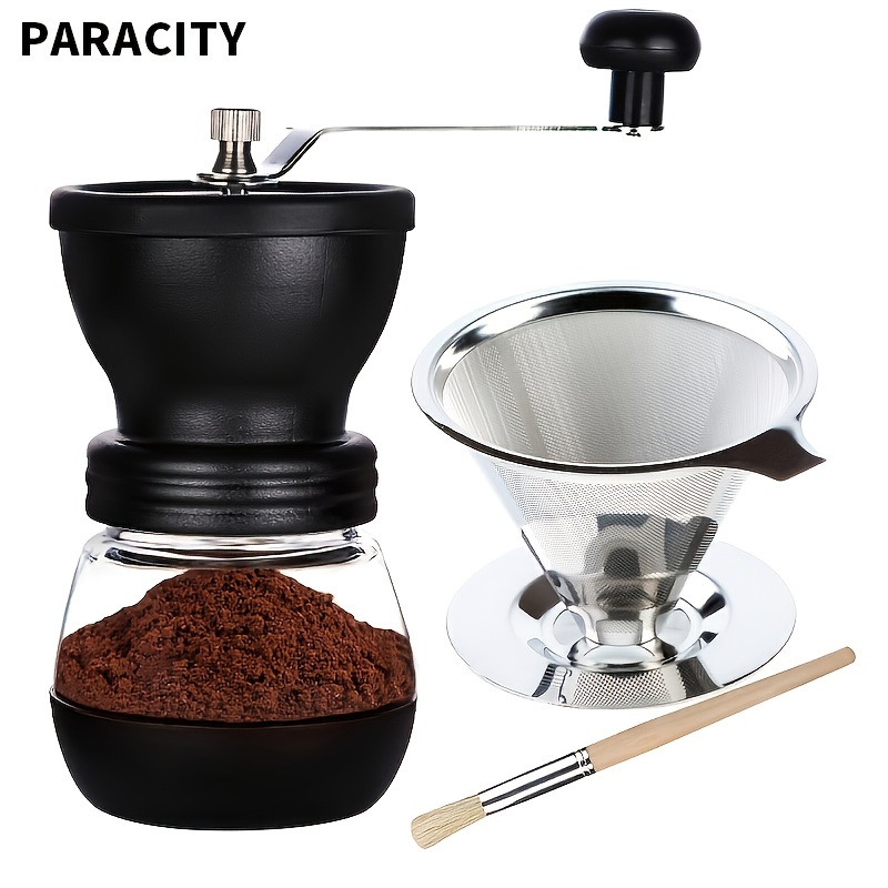 Molinillo de café manual de 1 pieza, con gotero / filtro de café, rebabas  de cerámica, juego de café para servir café, molinillo de café manual y moli