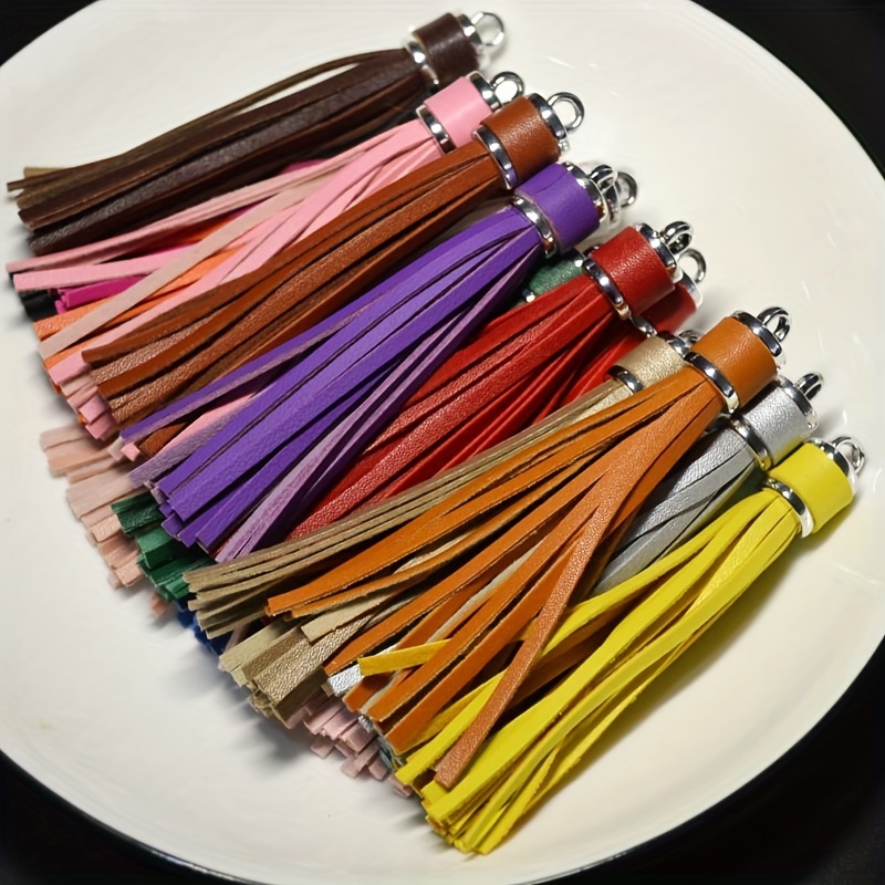 

10/20/30pcs Tassel Pu Leather Bell Bag Pendant Wristlet Keychain Accessories Jewelry Making Bag Backpack Charm (random Color)