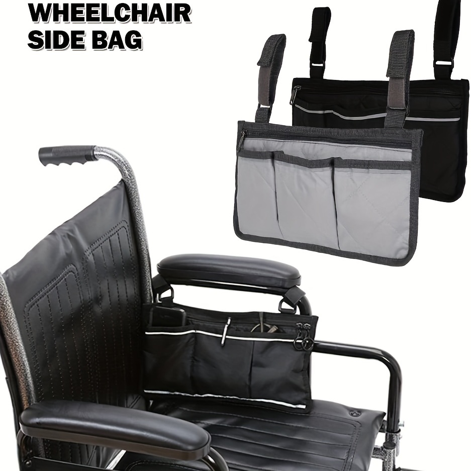 Ardour Wheelchair Bag (Armrest, Back Handle) - Walker Storage Pouches - Waterproof Wheel Chair & Walker Accessories Organizer