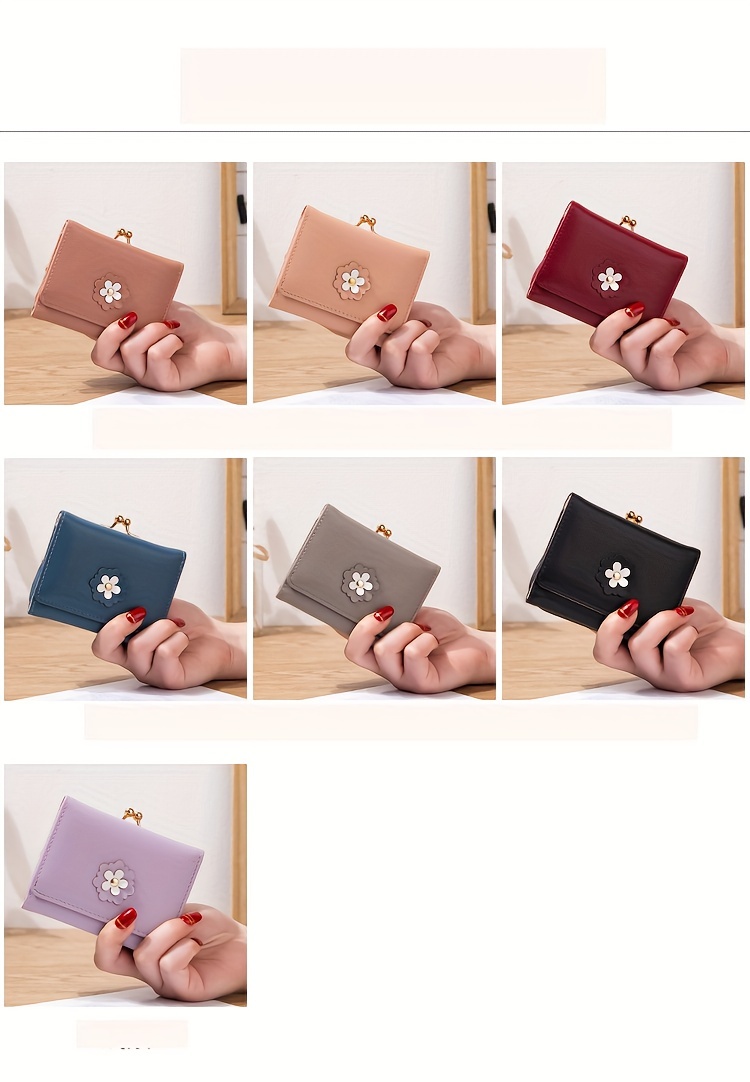 Flower bud wallet wallet short kiss lock bag black small fragrance - Shop  WindGarden design Wallets - Pinkoi