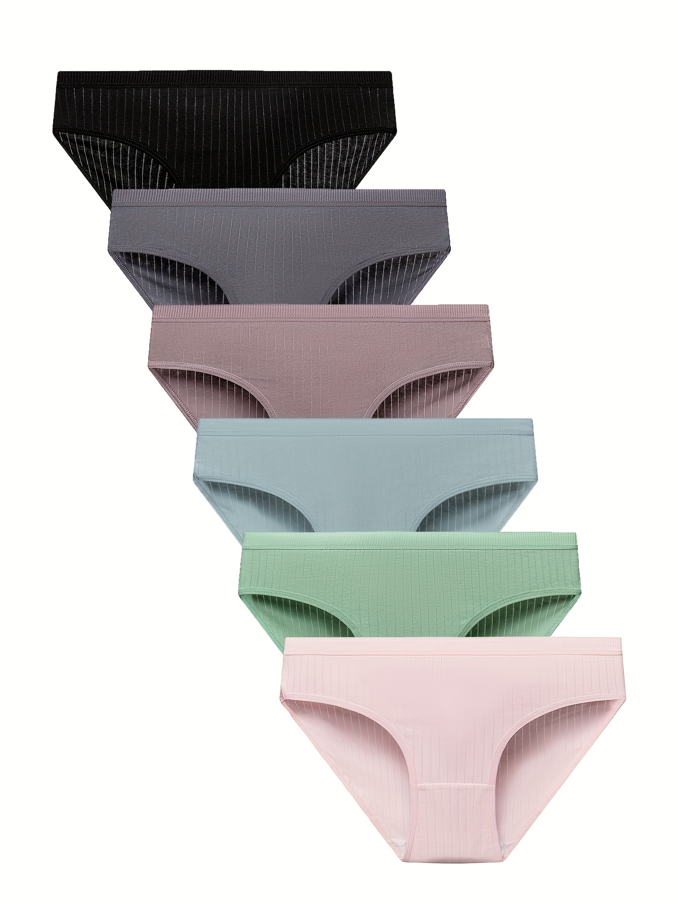 Solid Ribbed Bikini Panties Comfy Breathable Stretchy - Temu
