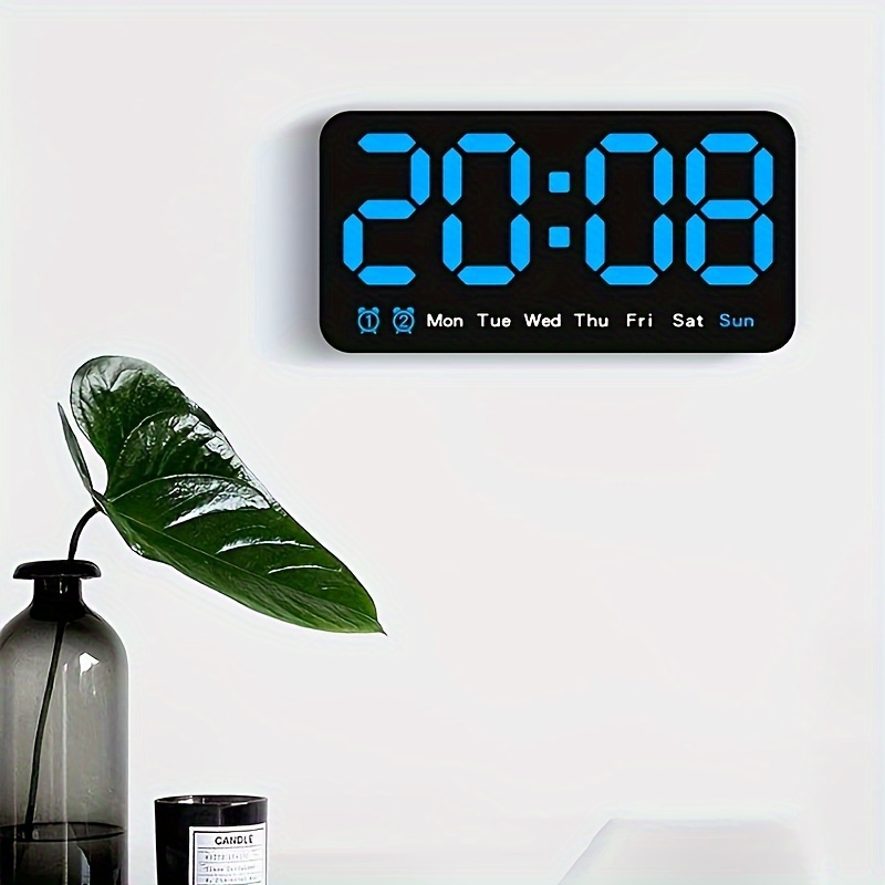 1pc Gran Reloj Pared Digital, 2 Alarmas Dst Control Voz Reloj