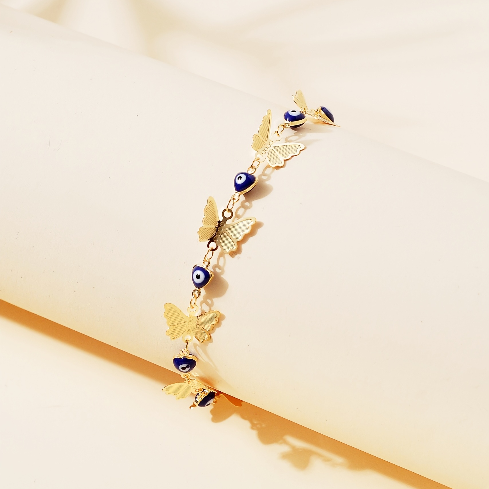Butterfly and Devil's Eye Copper Chain Anklet