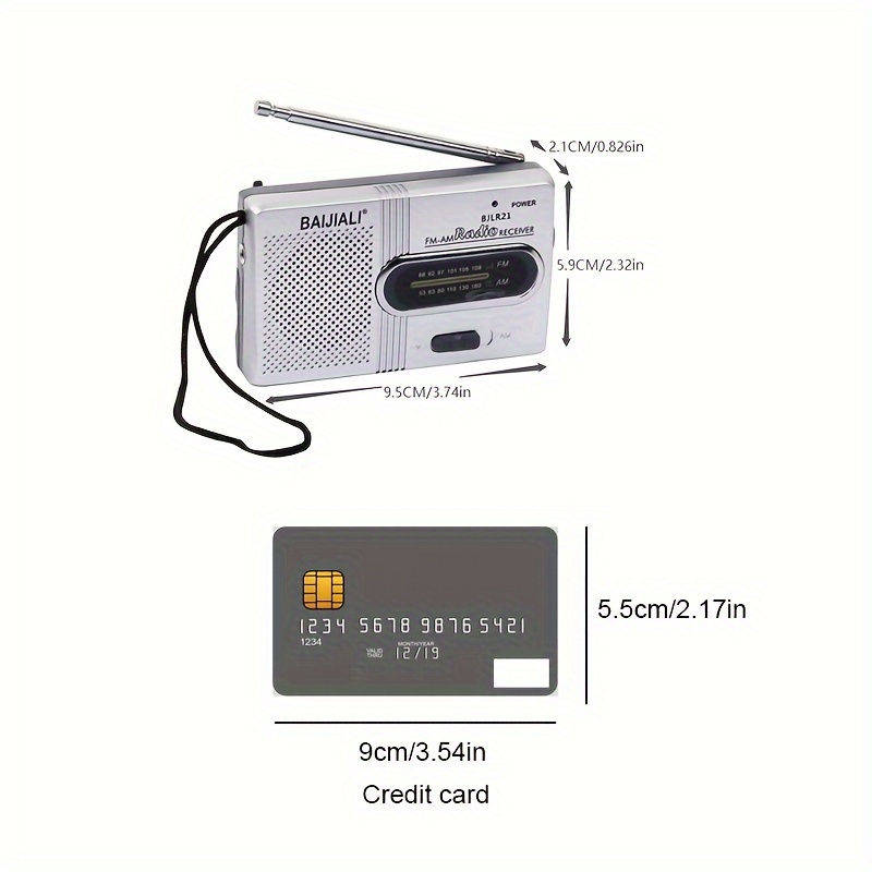 Radio Portatil Pequeña, Transistores Radio FM Am, Mini Radio de Bolsillo  con Conector para Auriculares Funciona con 2 Pilas AA (No Incluidas) para