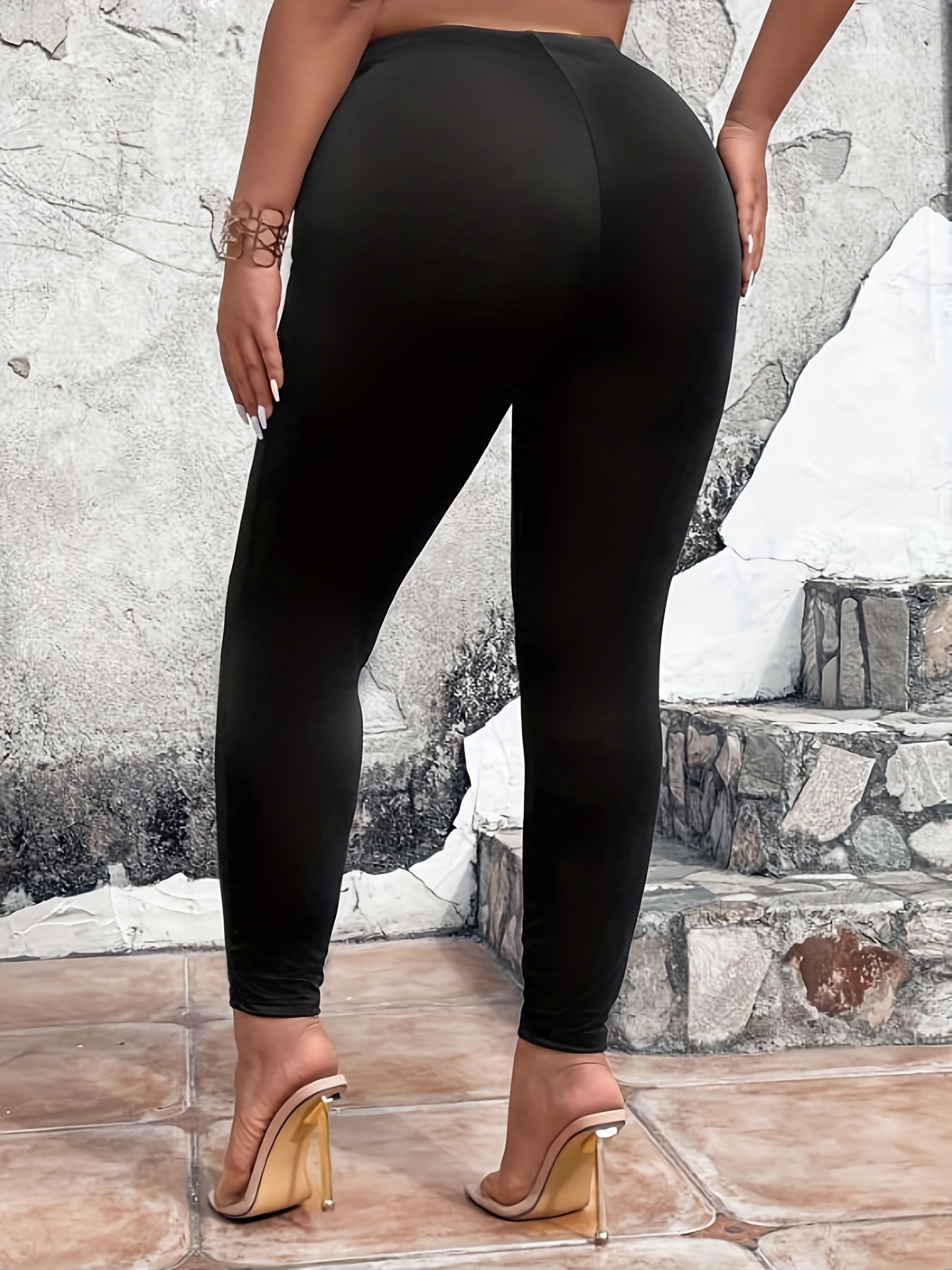 Plus Size Solid Fashion Hollow Pants Casual Women Leggings Waist Elastic  Pants J Leggings for Women Snag Tights Chub Rub Shorts 