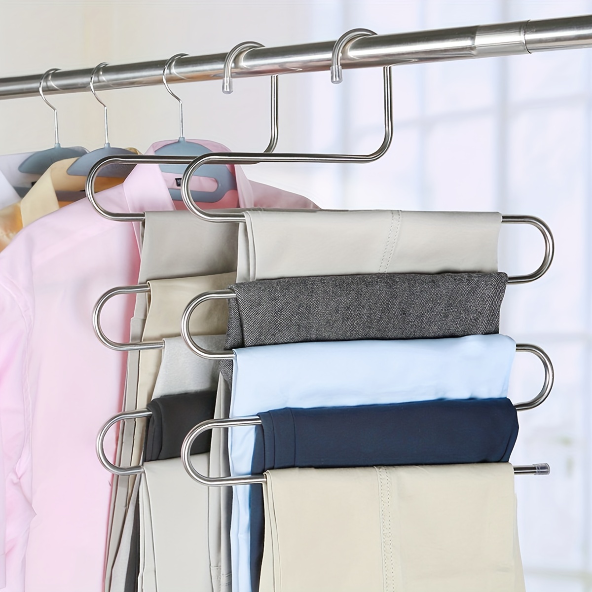 Folding Pants Hangers With Multi tier Stainless Steel - Temu