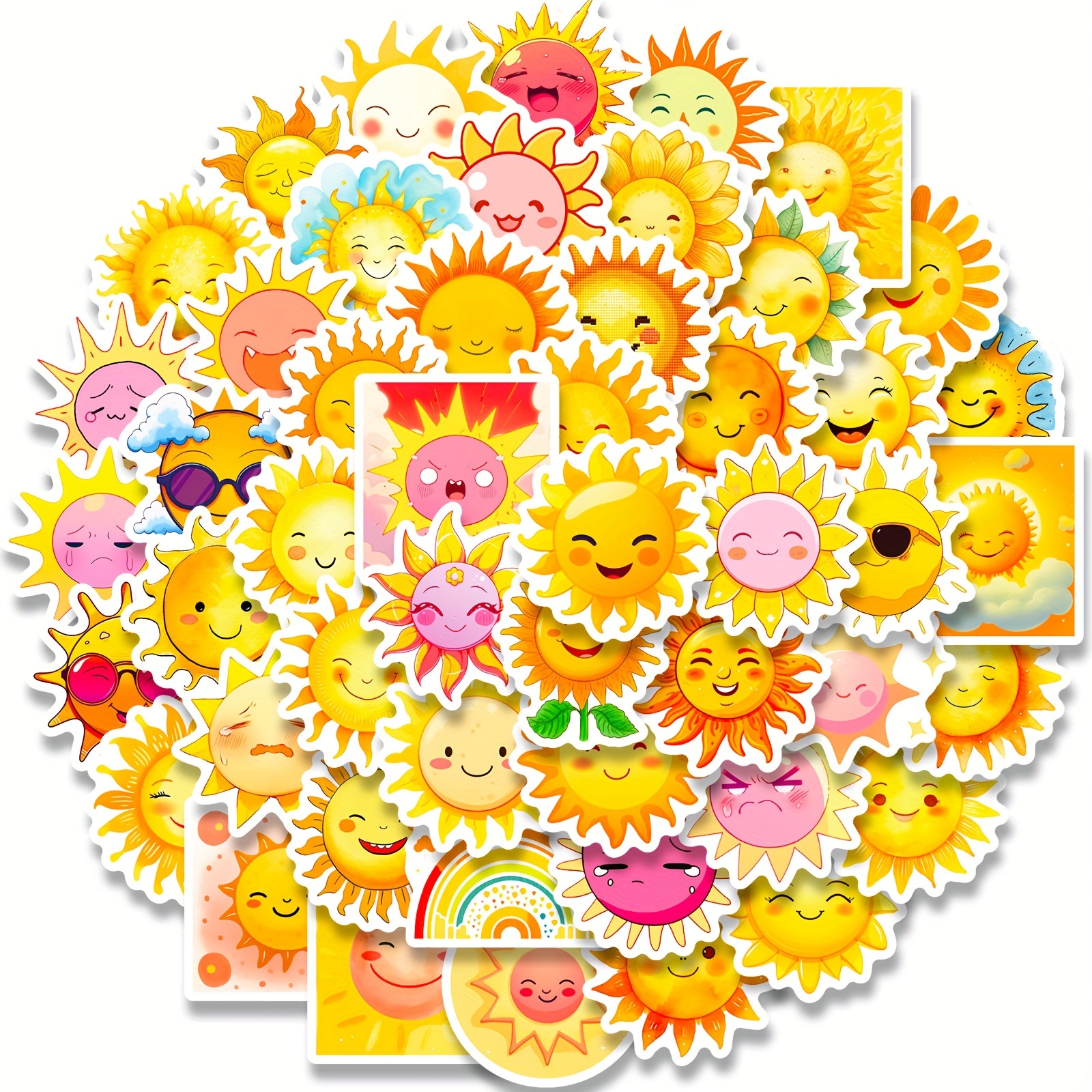 DONGJI Smiley Jaune Visage et Cils Autocollant Heureux Joint Autocollant  Emoji Enfant Enseignant récompense Autocollant 500 pièces/Rouleau :  : Informatique