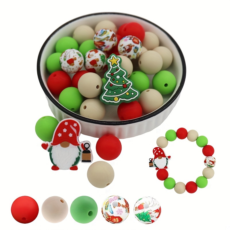 Christmas Silicone Beads Bulk Cartoon Santa Claus Loose - Temu