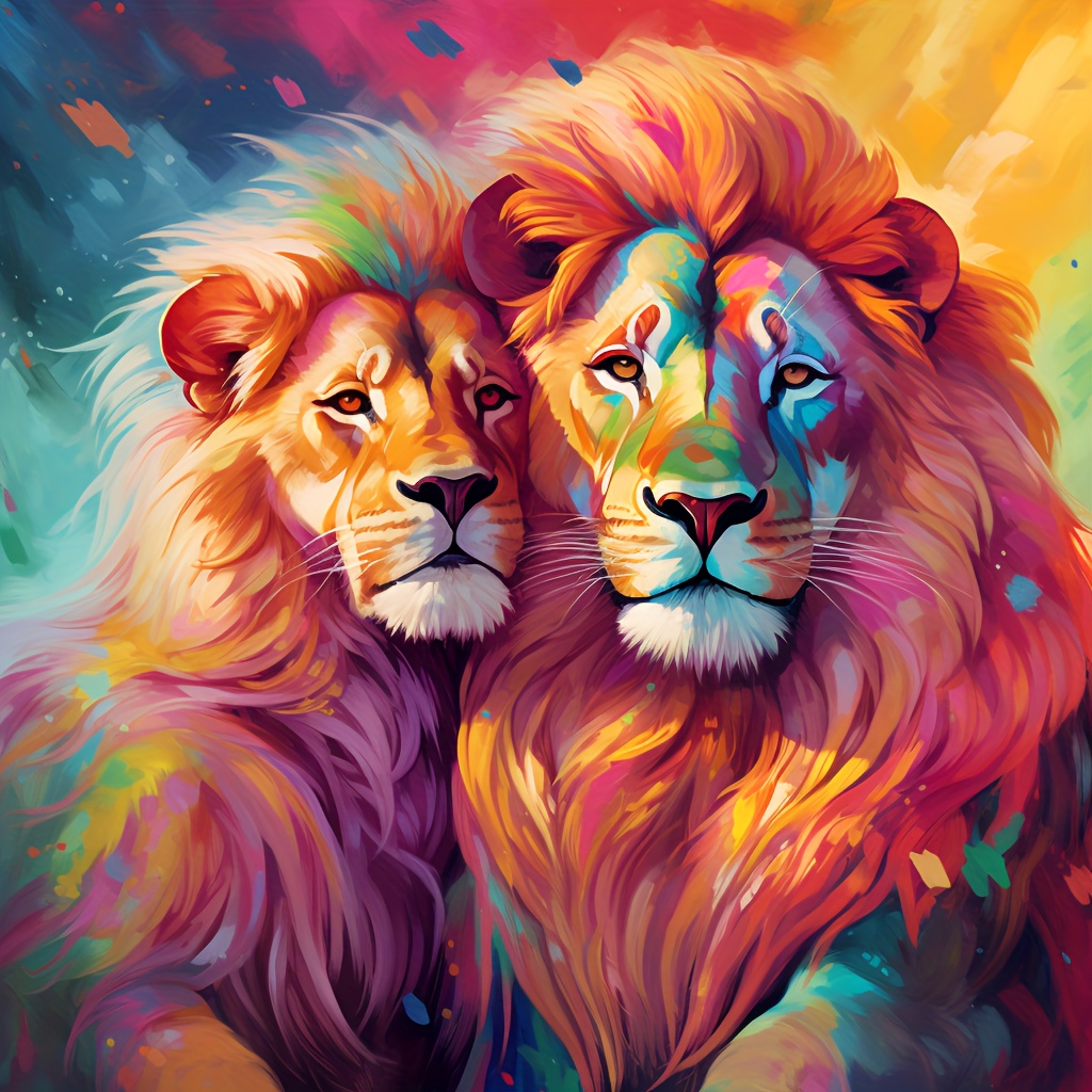 

1pc Large Size 40x40cm/15.7x15.7inch Without Frame Diy 5d Diamond Art Painting 2 Lions, Full Rhinestone Painting, Diamond Art Embroidery Kits, Handmade Home Room Office Wall Decor