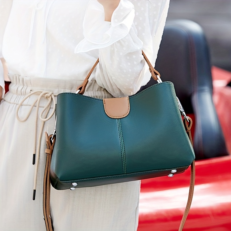 Contrast Crossbody Bucket Shoulder Bag Women's Handbags