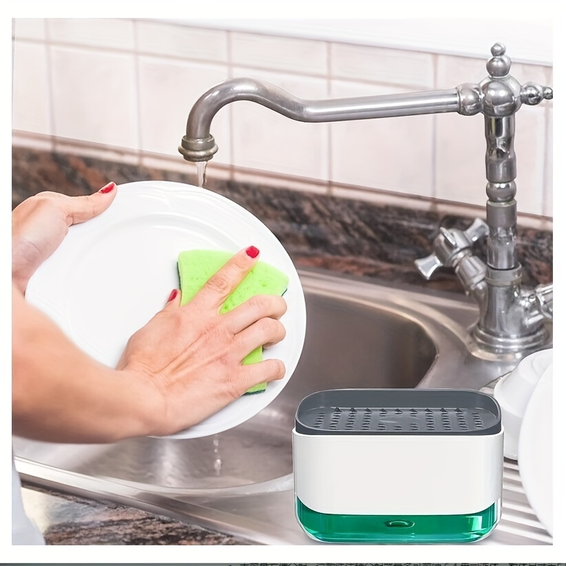 Dish Soap Dispenser for Kitchen Sink: Newest 2-in-1 Countertop Dishwashing  Liquid Pump - 12.5 Ounces Washing Liquid Detergent Dispenser with Sponge