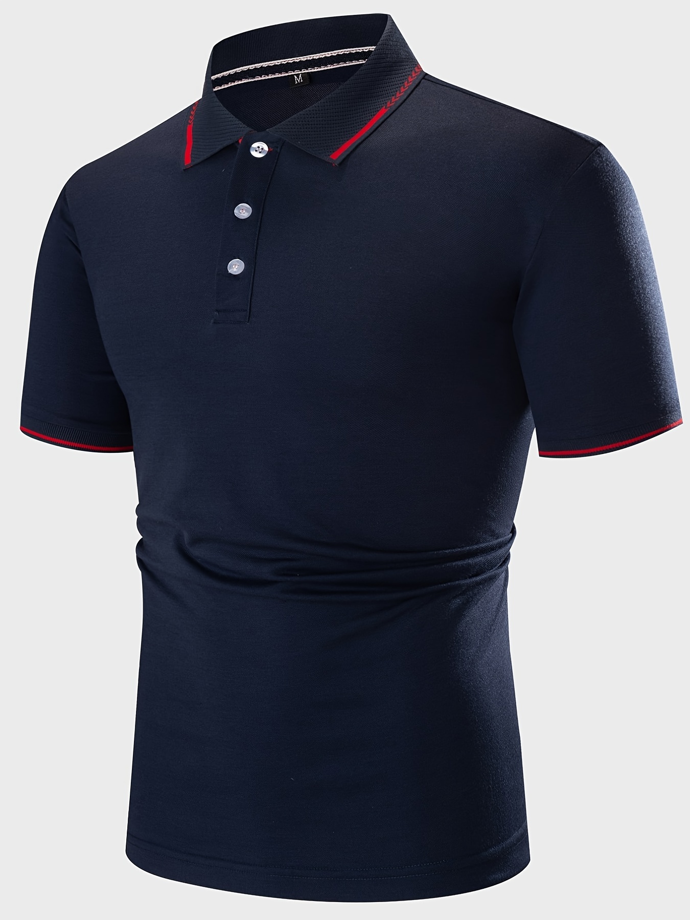 Polo para hombre, color sólido, con botones de solapa de golf, manga corta,  camisetas deportivas para verano, ajuste regular, polos