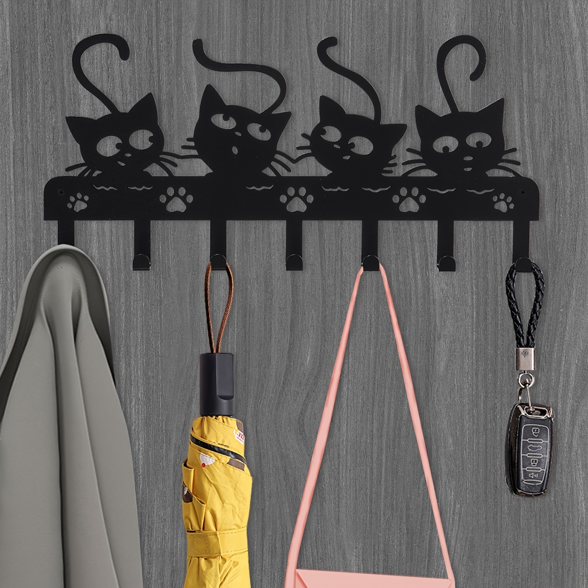 Household Cartoon Cat Decorative Hooks Key Holder Wall Mounted