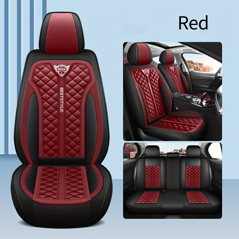  XIANGDING Fundas de asiento de coche con respaldo alto, fundas  de asiento delantero impermeables de piel sintética para automóviles,  camiones, Jeep, Van, SUV, compatible con bolsas de aire, color rojo 
