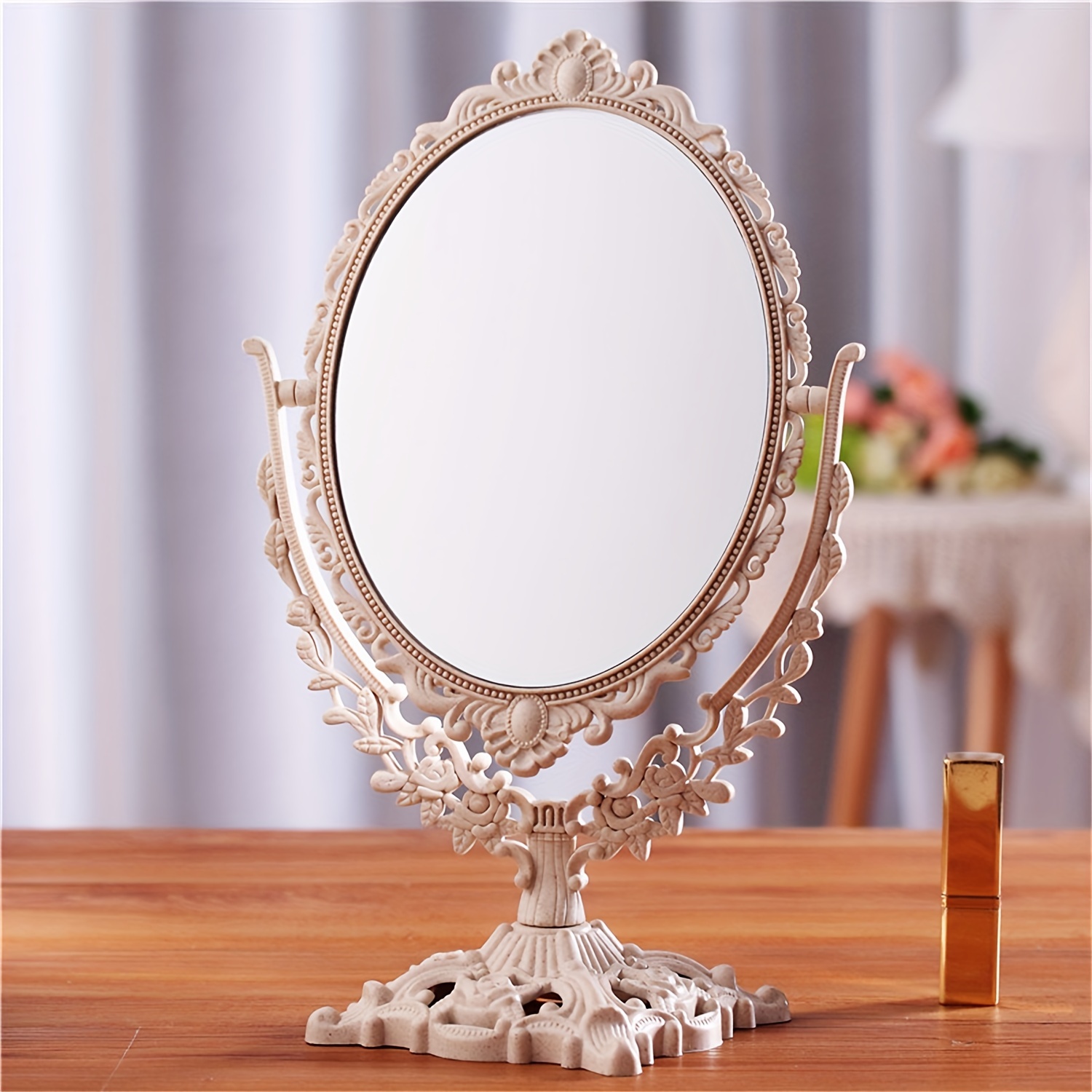 NA - Espejo de mano de 2 piezas, mango de patrón retro, espejo de  maquillaje, espejo de viaje ovalado, estilo retro, herramienta de belleza  romántica