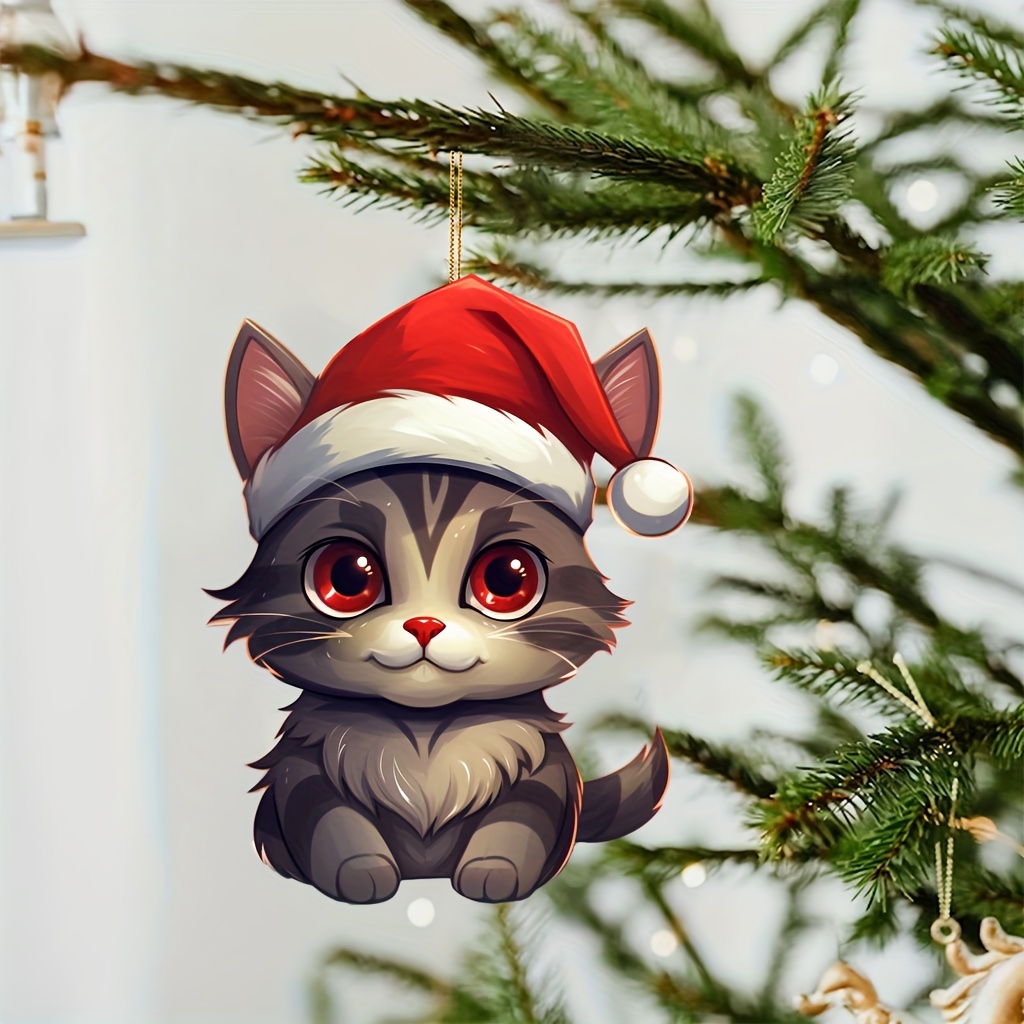 Kaufe Weihnachten Haustier Katze Flugzeug Acryl für Tasche Auto  Weihnachtsbaum Dekorationen Festival Party Supplies